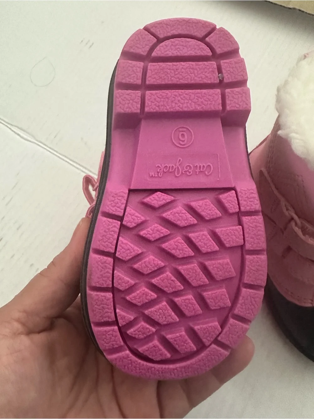 Cat & Jack Pink and Black Toddler Duck Boots with Faux Fur size 6
